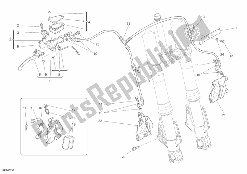 All parts for the Front Brake System of the Ducati Multistrada 1100 USA 2009